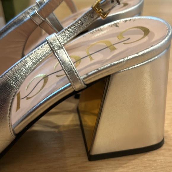 Gucci sling back Argento horse bit silver pump. 38. - Picture 6 of 7